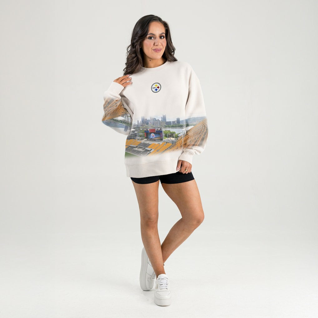 Pittsburgh Steelers Gameday Couture Women's Power Move Stadium Premium Drop Shoulder Sweatshirt Natural - NFL