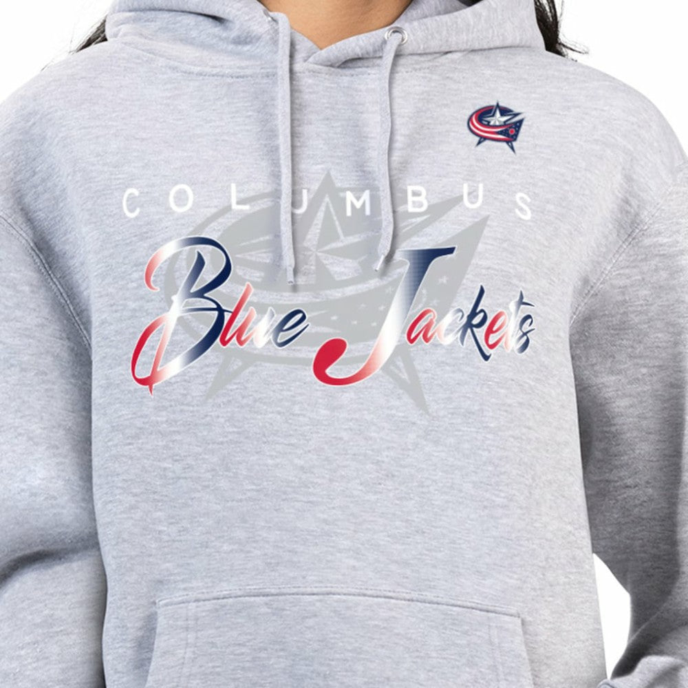 Columbus Blue Jackets - G-III 4Her by Carl Banks Women's Shadow Logo Fleece Hoodie Gray