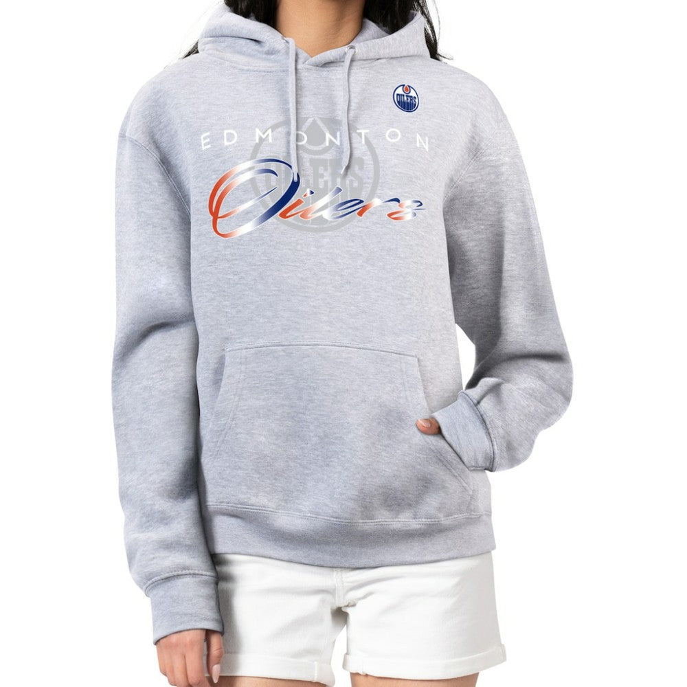 Edmonton Oilers - G-III 4Her by Carl Banks Women's Shadow Logo Fleece Hoodie Gray