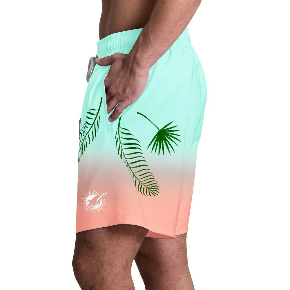 Miami Dolphins Margaritaville Sunset On The Beach Swim Shorts Aqua - NFL