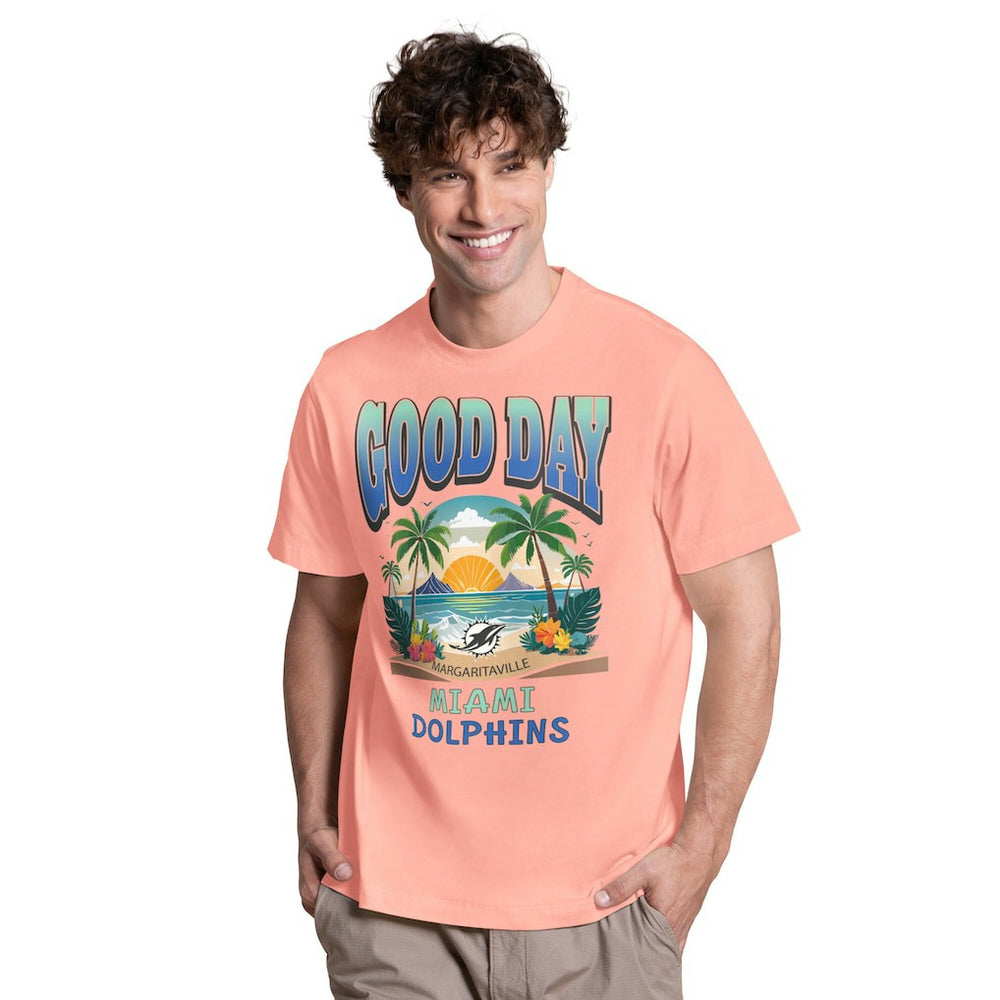Miami Dolphins Margaritaville Good Day T-Shirt Coral - NFL