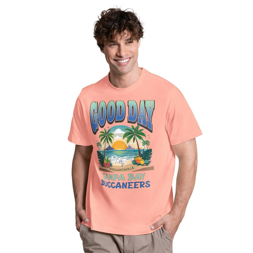 Tampa Bay Buccaneers Margaritaville Good Day T-Shirt Coral - NFL