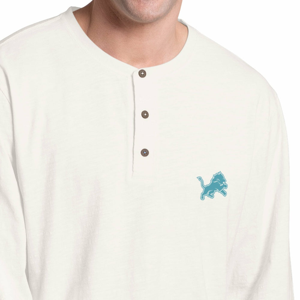 Detroit Lions Margaritaville Island Reserve Long Sleeve Slub Henley Shirt White/Light Blue - NFL