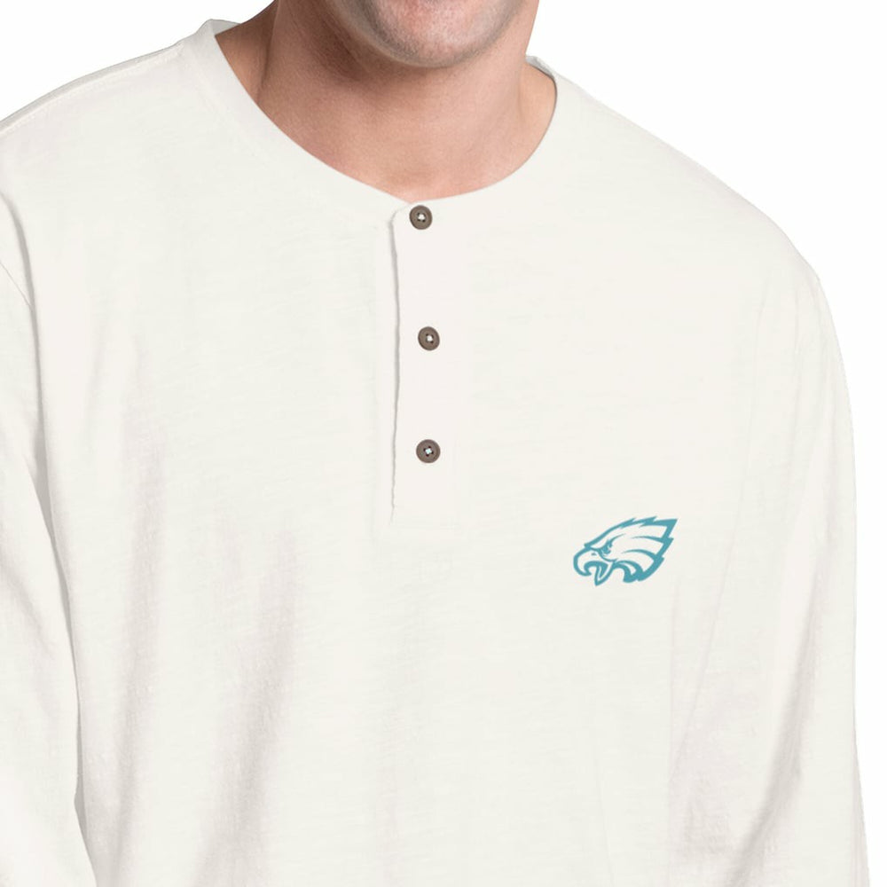 Philadelphia Eagles Margaritaville Island Reserve Long Sleeve Slub Henley Shirt White/Light Blue - NFL