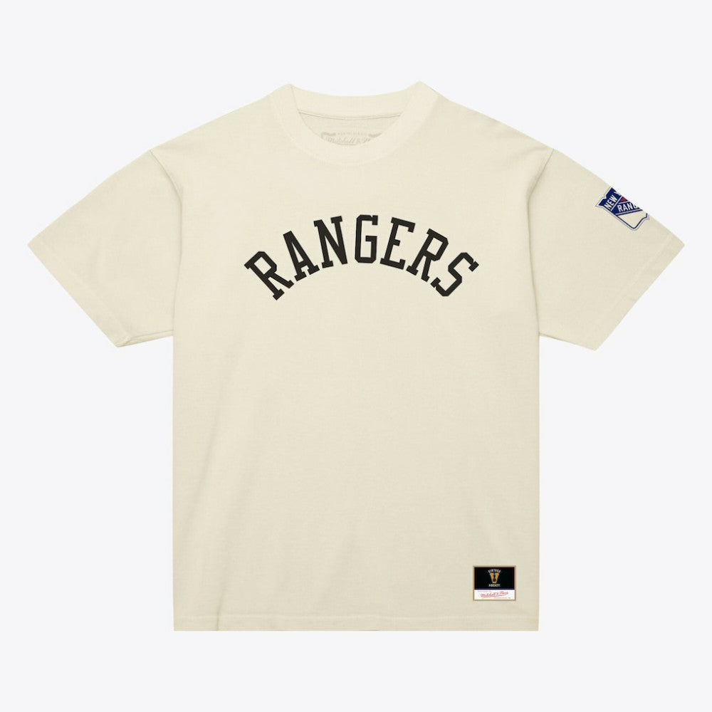 New York Rangers Mitchell & Ness Unisex Arched Team T-Shirt Cream