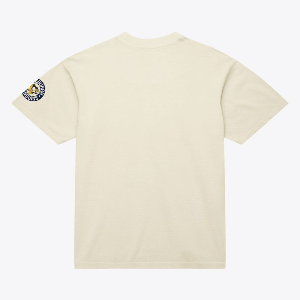 Pittsburgh Penguins Mitchell & Ness Unisex Arched Team T-Shirt Cream