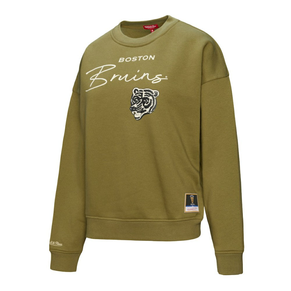 Boston Bruins Mitchell & Ness Women's Fleece Sweatshirt Hunter Green