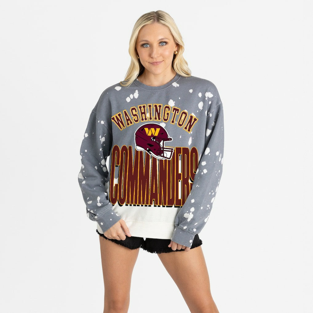 Washington Commanders Gameday Couture Women's Arch Rivals Faded Wash Sweatshirt Gray - NFL