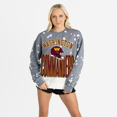 Washington Commanders Gameday Couture Women's Arch Rivals Faded Wash Sweatshirt Gray - NFL