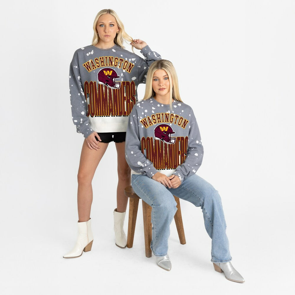 Washington Commanders Gameday Couture Women's Arch Rivals Faded Wash Sweatshirt Gray - NFL