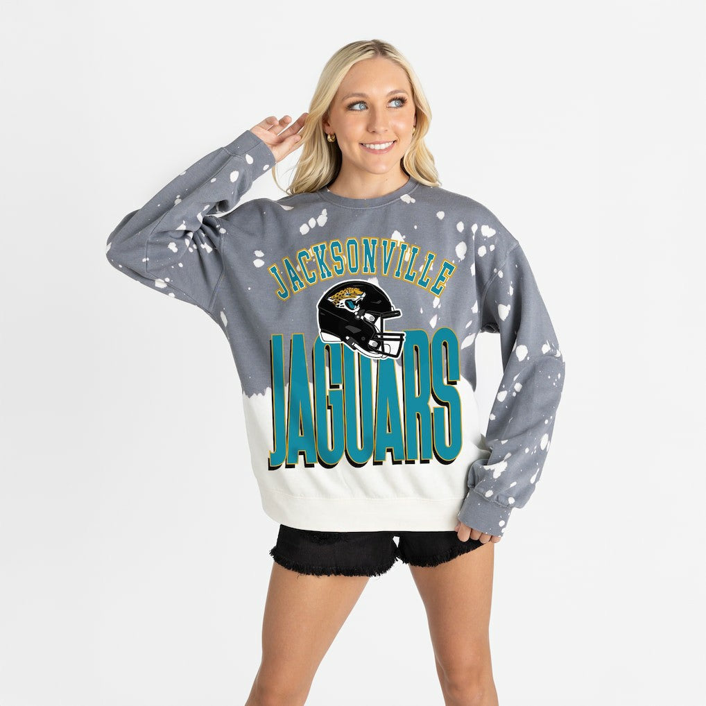 Jacksonville Jaguars Gameday Couture Women's Arch Rivals Faded Wash Sweatshirt Gray - NFL