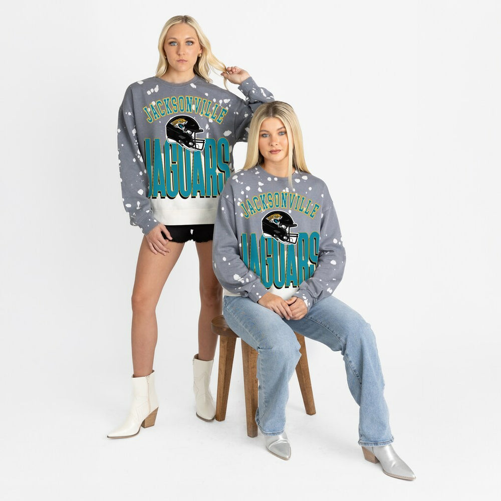 Jacksonville Jaguars Gameday Couture Women's Arch Rivals Faded Wash Sweatshirt Gray - NFL