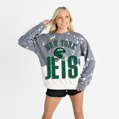 New York Jets Gameday Couture Women's Arch Rivals Faded Wash Sweatshirt Gray - NFL