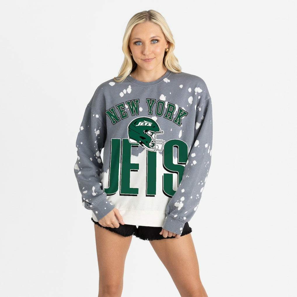 New York Jets Gameday Couture Women's Arch Rivals Faded Wash Sweatshirt Gray - NFL
