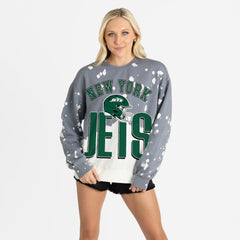 New York Jets Gameday Couture Women's Arch Rivals Faded Wash Sweatshirt Gray - NFL