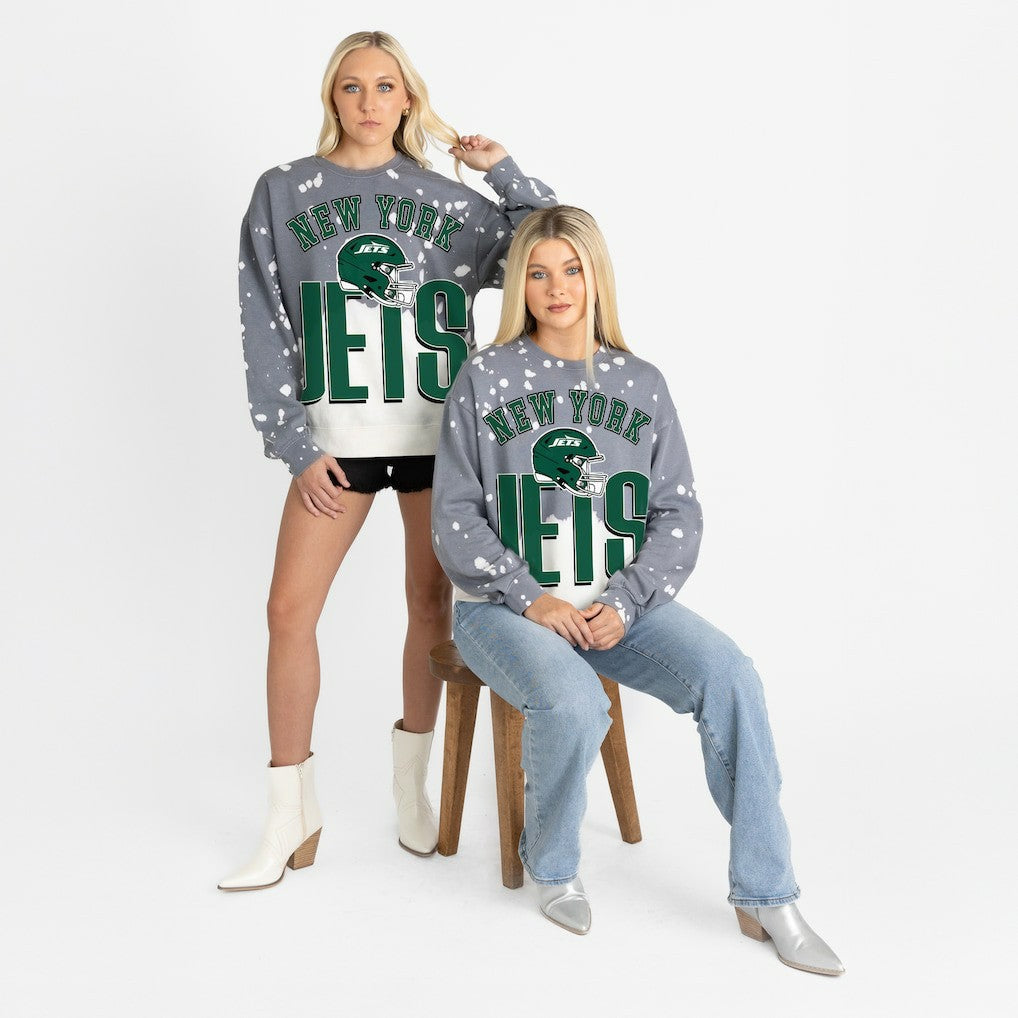 New York Jets Gameday Couture Women's Arch Rivals Faded Wash Sweatshirt Gray - NFL