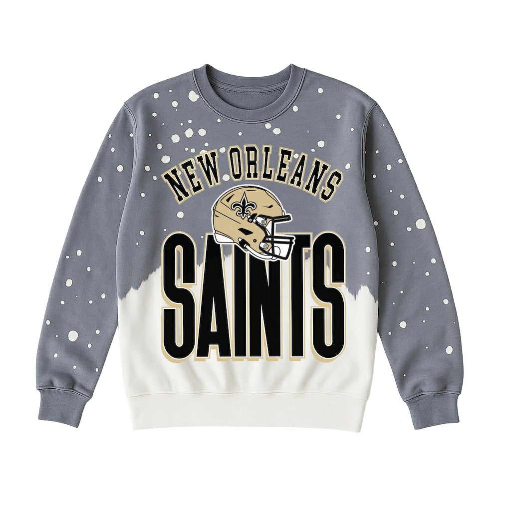 New Orleans Saints Gameday Couture Women's Arch Rivals Faded Wash Sweatshirt Gray - NFL