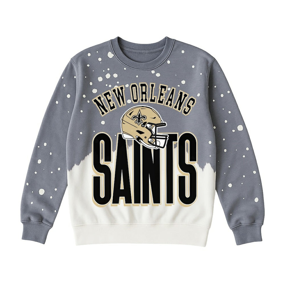 New Orleans Saints Gameday Couture Women's Arch Rivals Faded Wash Sweatshirt Gray - NFL