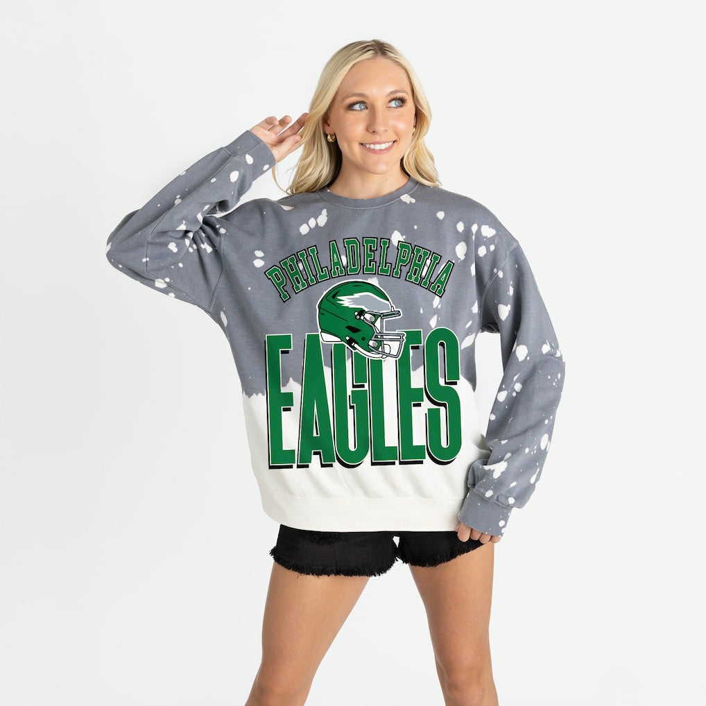 Philadelphia Eagles Gameday Couture Women's Arch Rivals Faded Wash Sweatshirt Gray - NFL