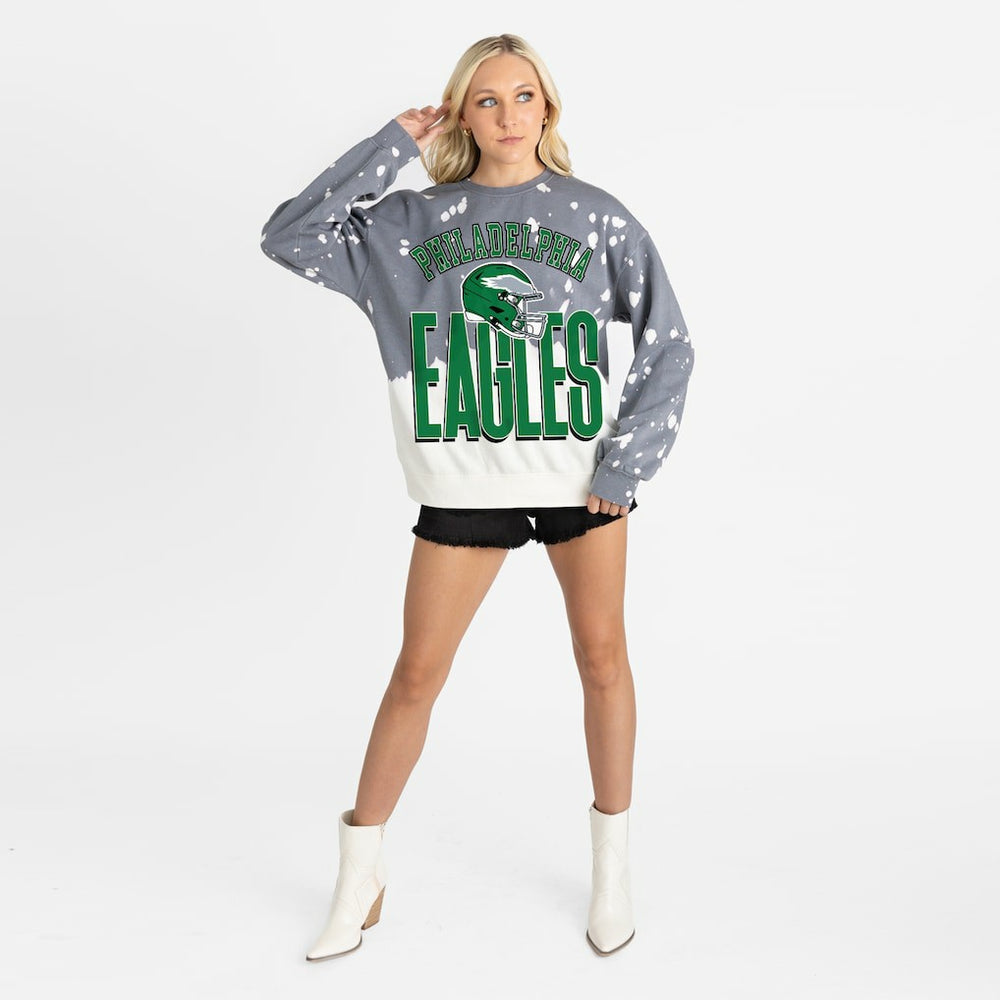 Philadelphia Eagles Gameday Couture Women's Arch Rivals Faded Wash Sweatshirt Gray - NFL