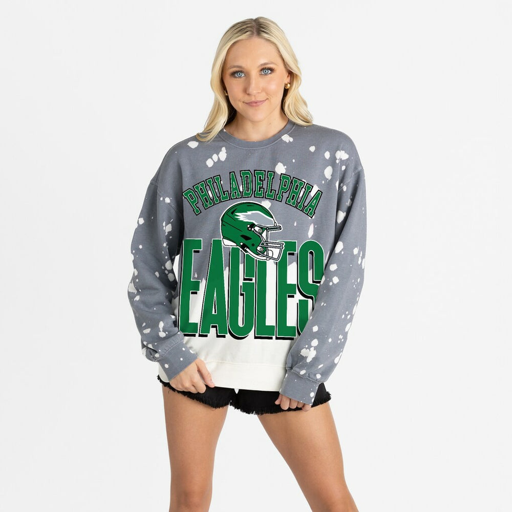 Philadelphia Eagles Gameday Couture Women's Arch Rivals Faded Wash Sweatshirt Gray - NFL