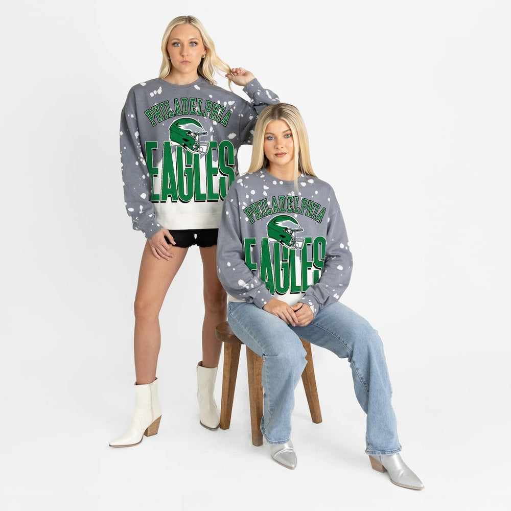 Philadelphia Eagles Gameday Couture Women's Arch Rivals Faded Wash Sweatshirt Gray - NFL