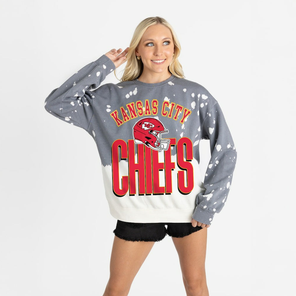 Kansas City Chiefs Gameday Couture Women's Arch Rivals Faded Wash Sweatshirt Gray - NFL