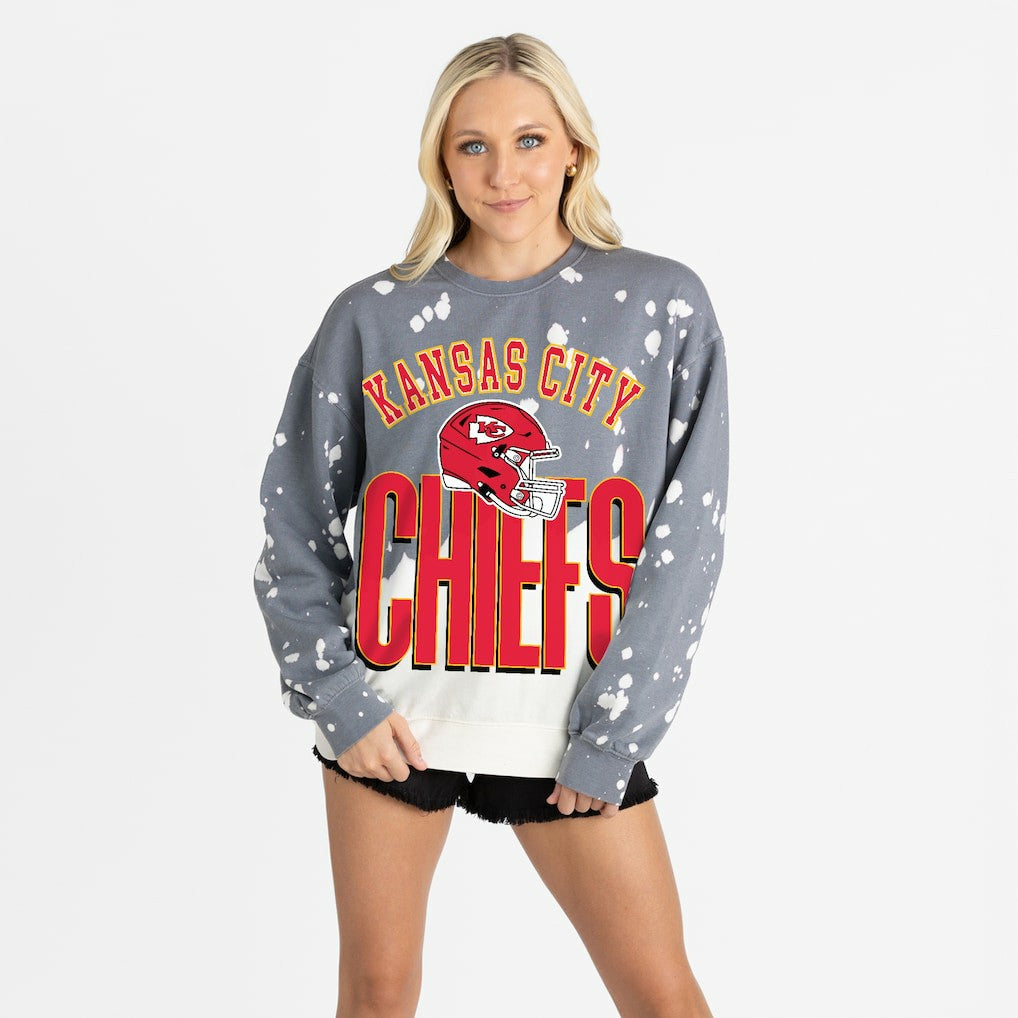Kansas City Chiefs Gameday Couture Women's Arch Rivals Faded Wash Sweatshirt Gray - NFL