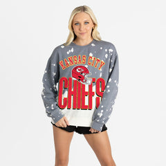 Kansas City Chiefs Gameday Couture Women's Arch Rivals Faded Wash Sweatshirt Gray - NFL