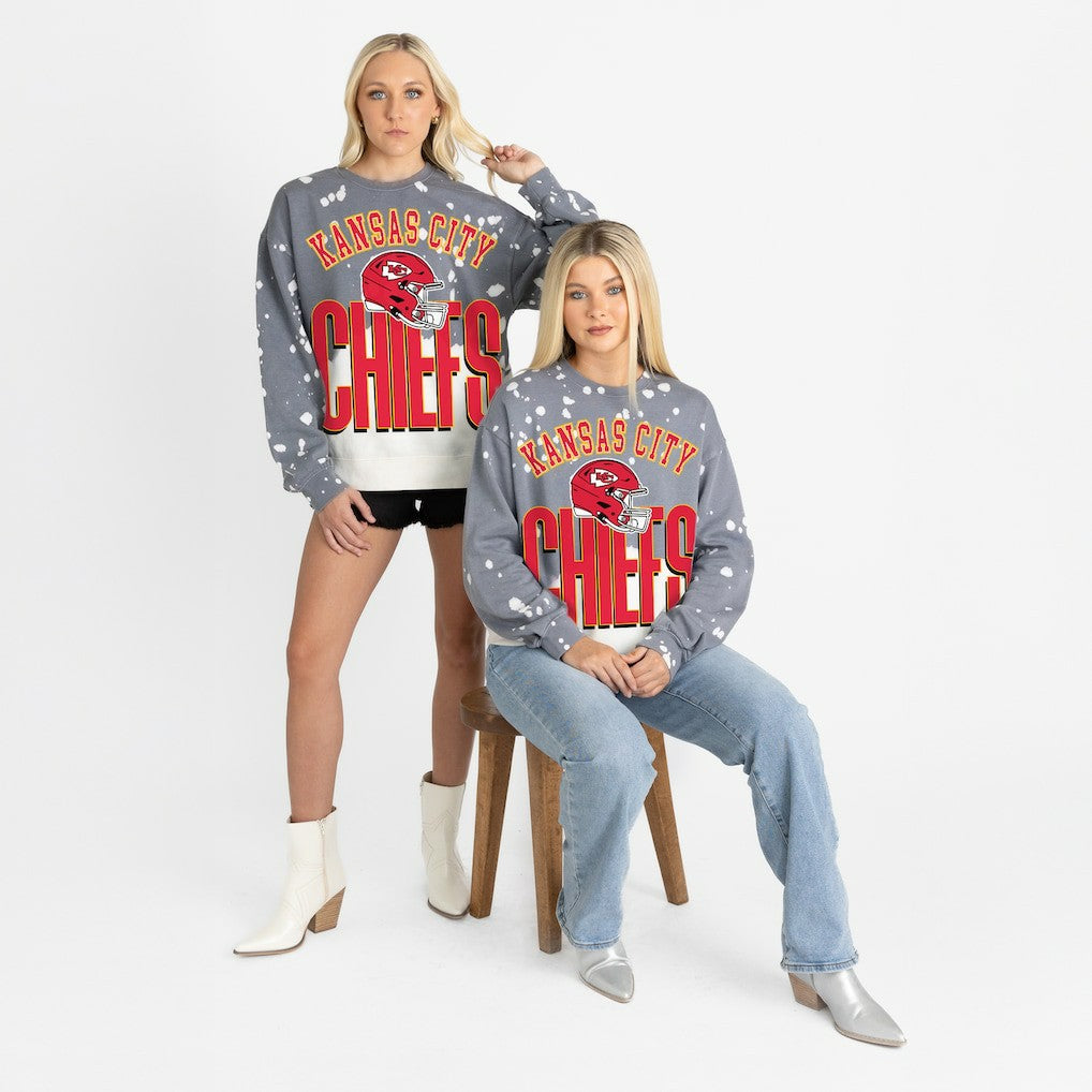 Kansas City Chiefs Gameday Couture Women's Arch Rivals Faded Wash Sweatshirt Gray - NFL