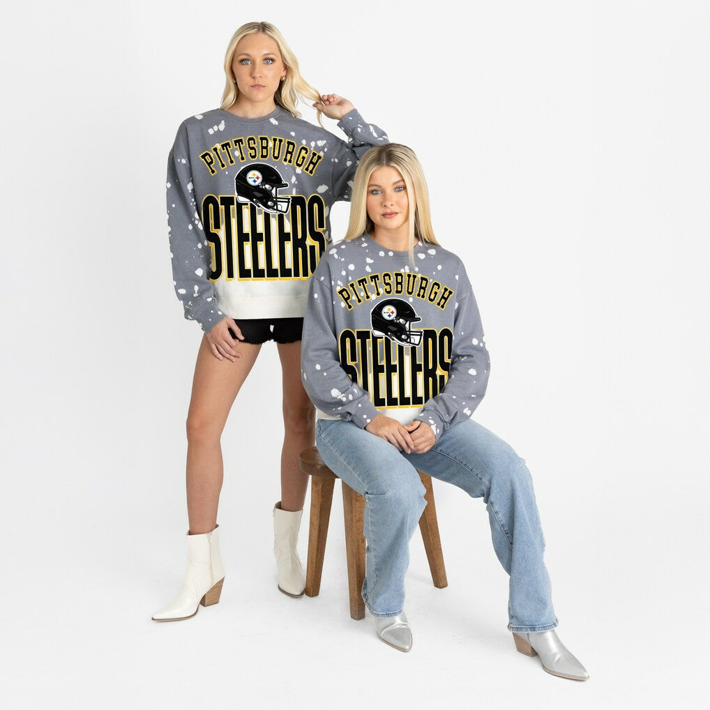 Pittsburgh Steelers Gameday Couture Women's Arch Rivals Faded Wash Sweatshirt Gray - NFL