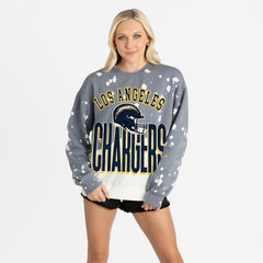 Los Angeles Chargers Gameday Couture Women's Arch Rivals Faded Wash Sweatshirt Gray - NFL