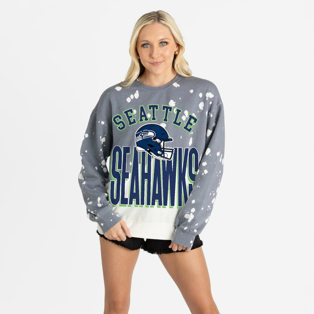 Seattle Seahawks Gameday Couture Women's Arch Rivals Faded Wash Sweatshirt Gray - NFL