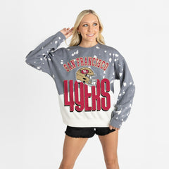 San Francisco 49ers Gameday Couture Women's Arch Rivals Faded Wash Sweatshirt Gray - NFL