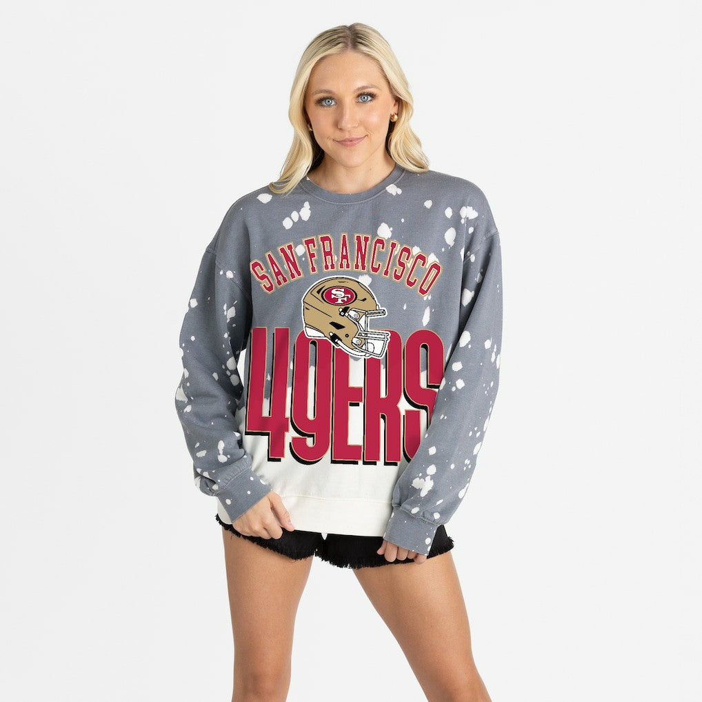 San Francisco 49ers Gameday Couture Women's Arch Rivals Faded Wash Sweatshirt Gray - NFL