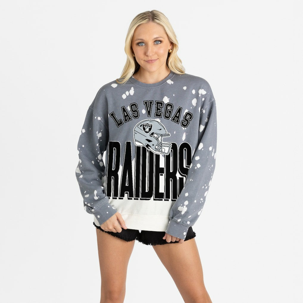Las Vegas Raiders Gameday Couture Women's Arch Rivals Faded Wash Sweatshirt Gray - NFL