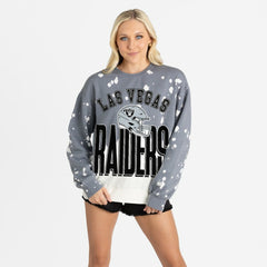Las Vegas Raiders Gameday Couture Women's Arch Rivals Faded Wash Sweatshirt Gray - NFL