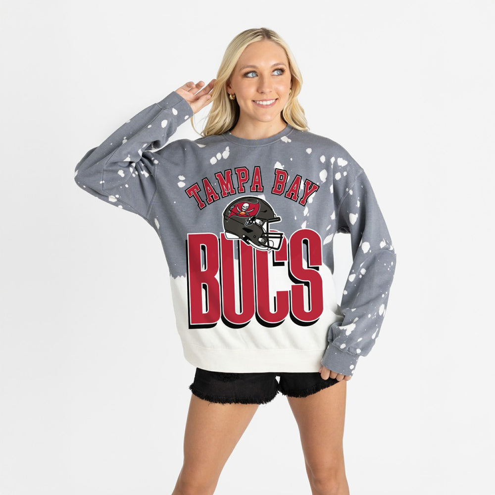 Tampa Bay Buccaneers Gameday Couture Women's Arch Rivals Faded Wash Sweatshirt Gray - NFL