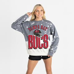 Tampa Bay Buccaneers Gameday Couture Women's Arch Rivals Faded Wash Sweatshirt Gray - NFL