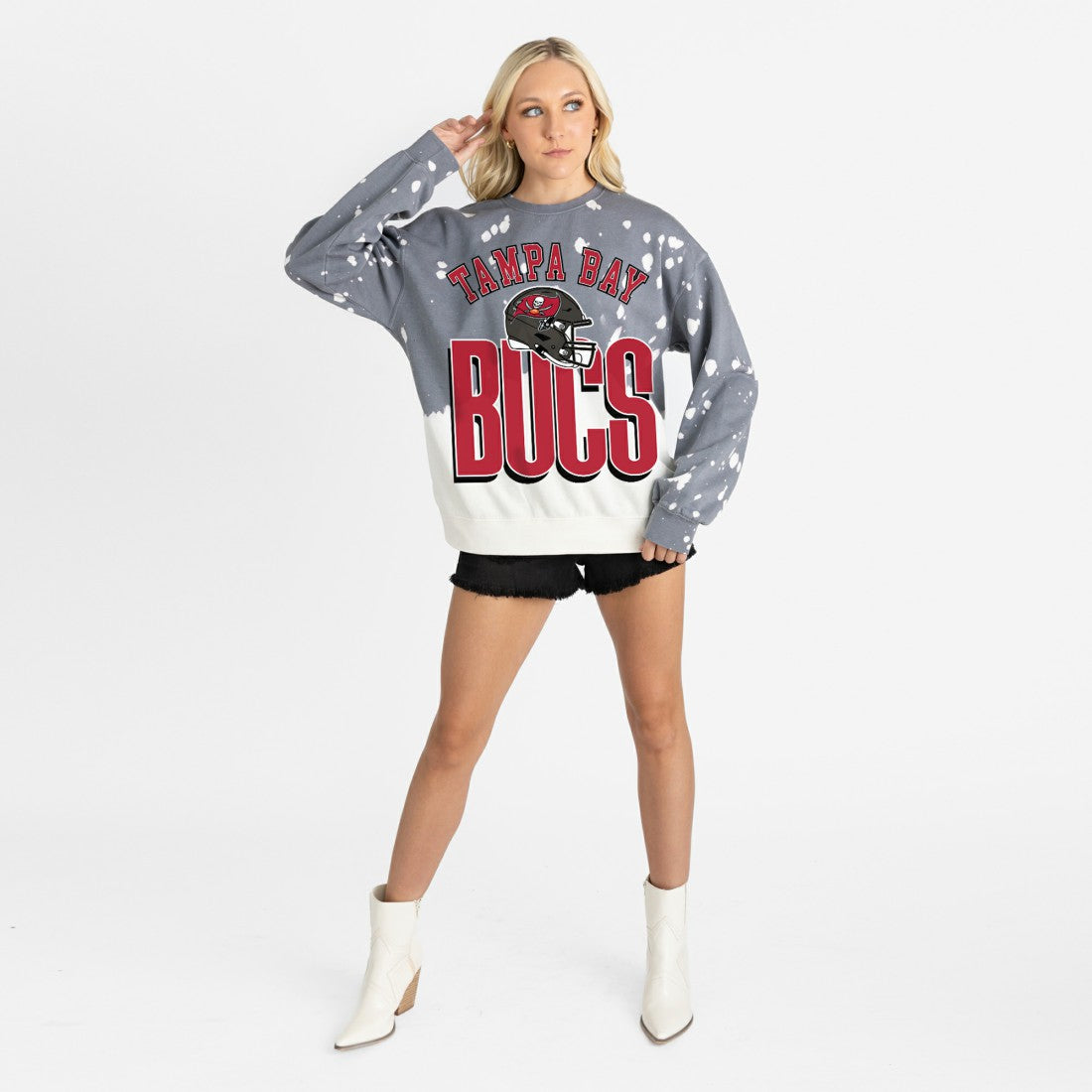 Tampa Bay Buccaneers Gameday Couture Women's Arch Rivals Faded Wash Sweatshirt Gray - NFL