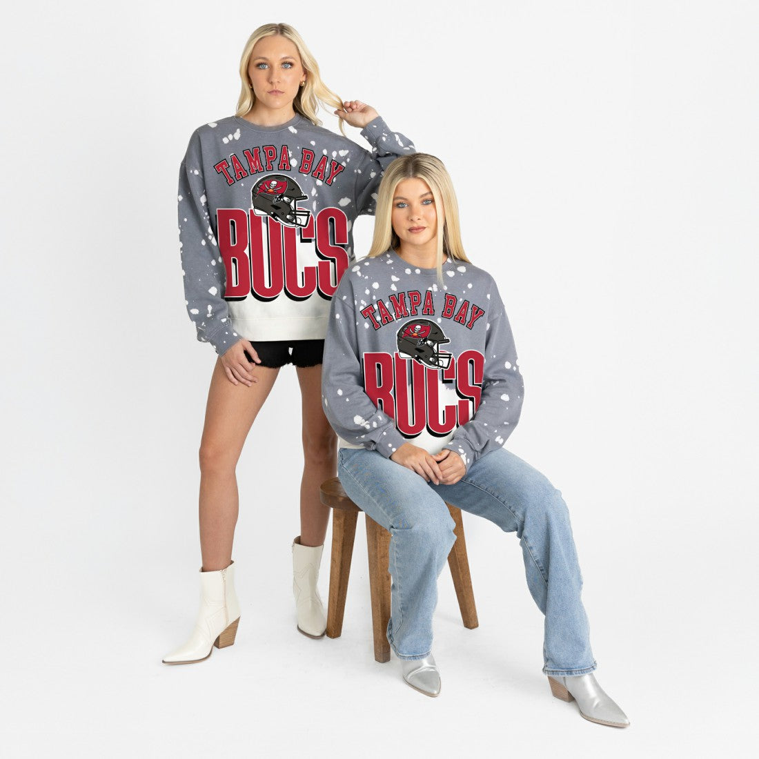 Tampa Bay Buccaneers Gameday Couture Women's Arch Rivals Faded Wash Sweatshirt Gray - NFL