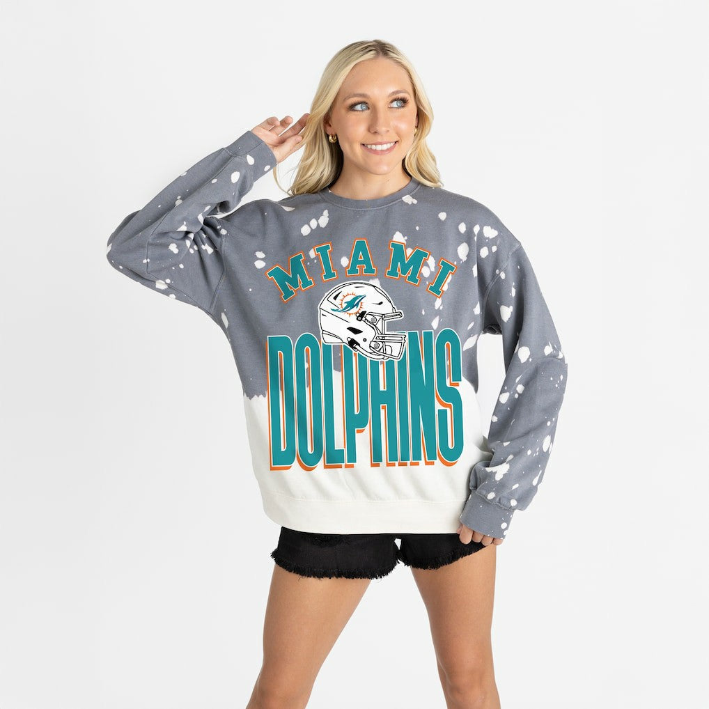 Miami Dolphins Gameday Couture Women's Arch Rivals Faded Wash Sweatshirt Gray - NFL