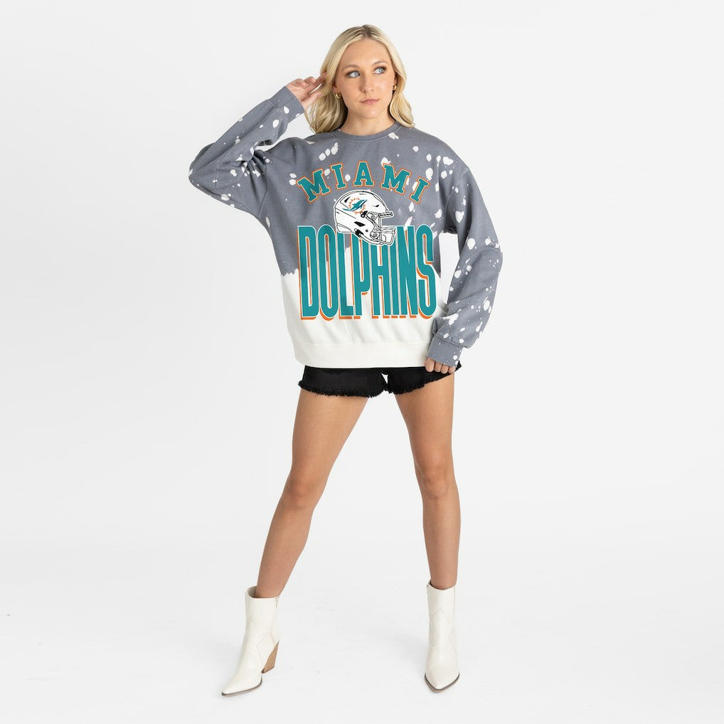 Miami Dolphins Gameday Couture Women's Arch Rivals Faded Wash Sweatshirt Gray - NFL