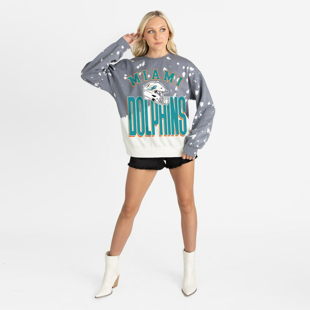 Miami Dolphins Gameday Couture Women's Arch Rivals Faded Wash Sweatshirt Gray - NFL