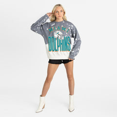 Miami Dolphins Gameday Couture Women's Arch Rivals Faded Wash Sweatshirt Gray - NFL
