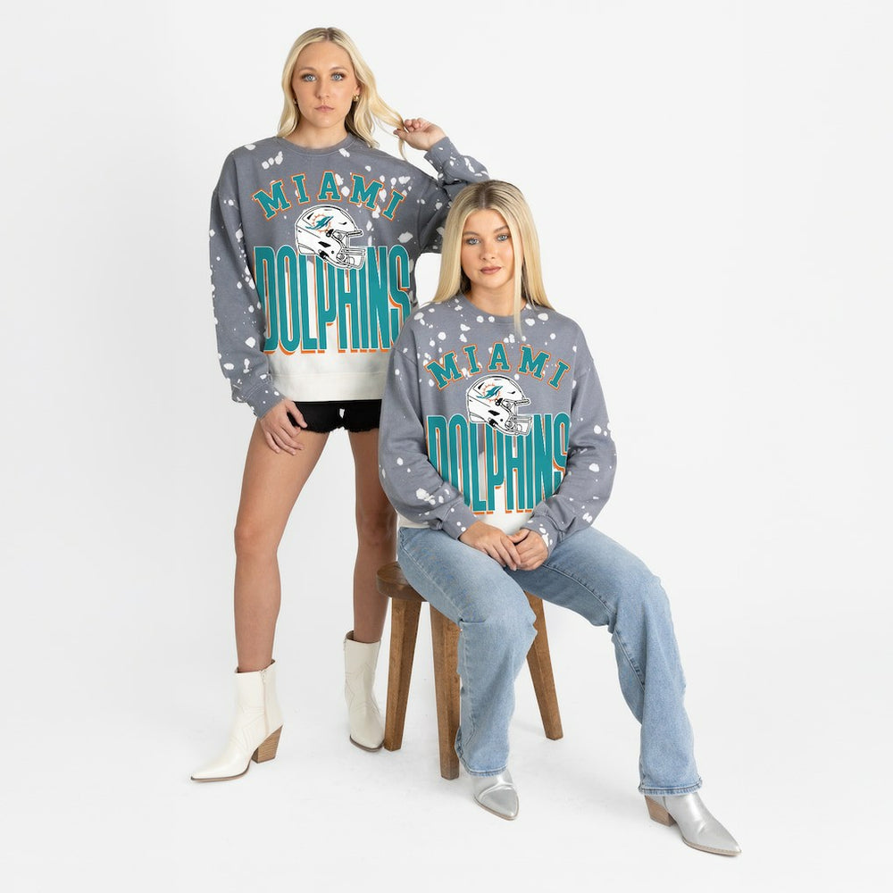Miami Dolphins Gameday Couture Women's Arch Rivals Faded Wash Sweatshirt Gray - NFL