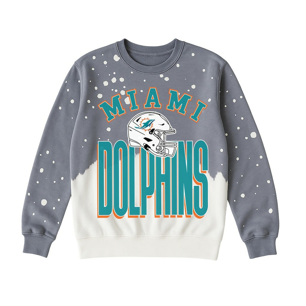 Miami Dolphins Gameday Couture Women's Arch Rivals Faded Wash Sweatshirt Gray - NFL
