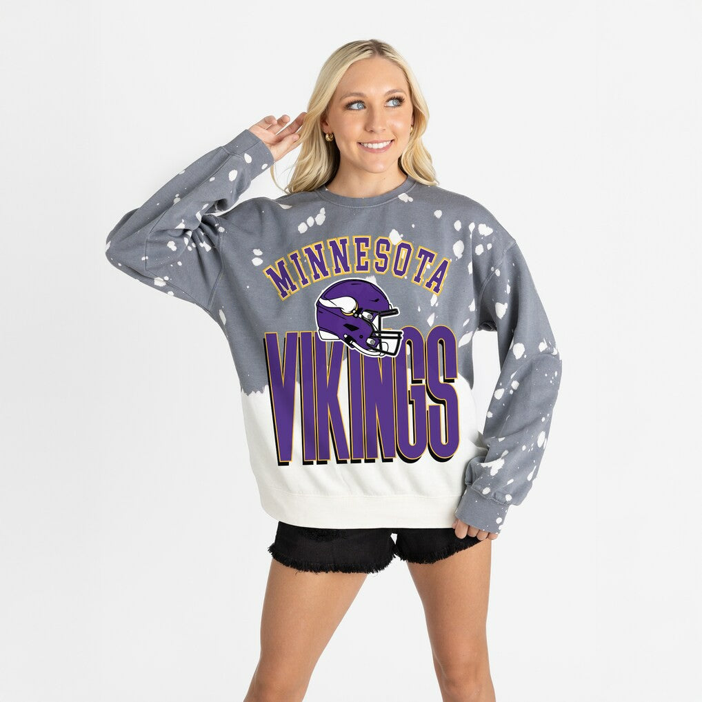 Minnesota Vikings Gameday Couture Women's Arch Rivals Faded Wash Sweatshirt Gray - NFL