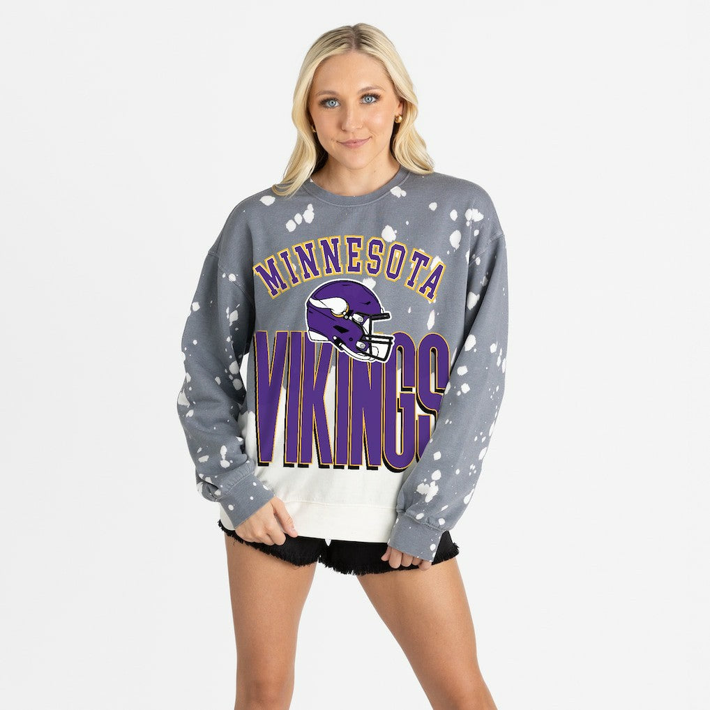 Minnesota Vikings Gameday Couture Women's Arch Rivals Faded Wash Sweatshirt Gray - NFL
