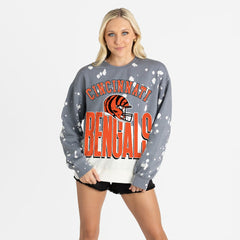 Cincinnati Bengals Gameday Couture Women's Arch Rivals Faded Wash Sweatshirt Gray - NFL